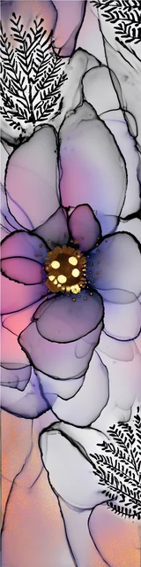 Free abstract flower art bookmark featuring a classy translucent flower